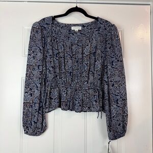 Treasure & Bond blue paisley peasant top NWT size medium